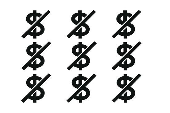 dollar signs with a line through them